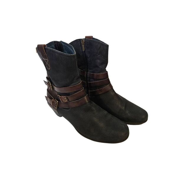 Pikolinos black and brown side zip leather boots. Size 40(9). - Picture 1 of 7